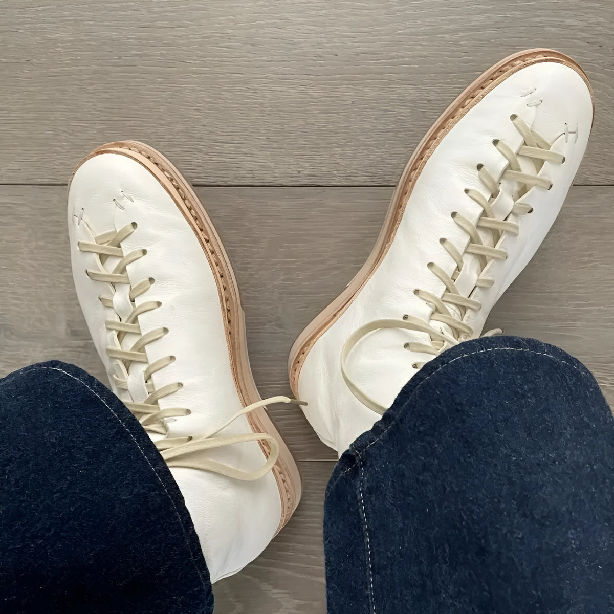 High-top microfibre board shoes with platform sole and lace-up closure, white colourway