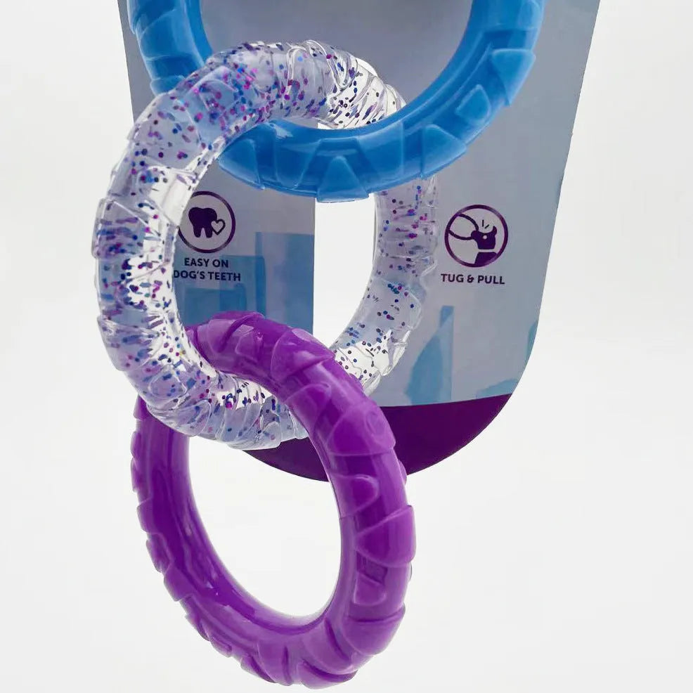 Pet dog teeth grinding interactive bite resistant toy in TPR material, 20x9 cm, in blue purple colour
