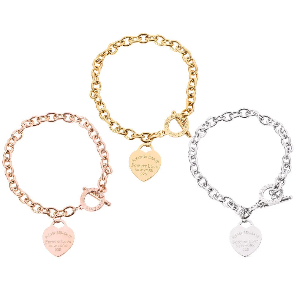 Alloy heart shape bracelet ladies electroplated jewellery Sl257 Sl258 colour styles