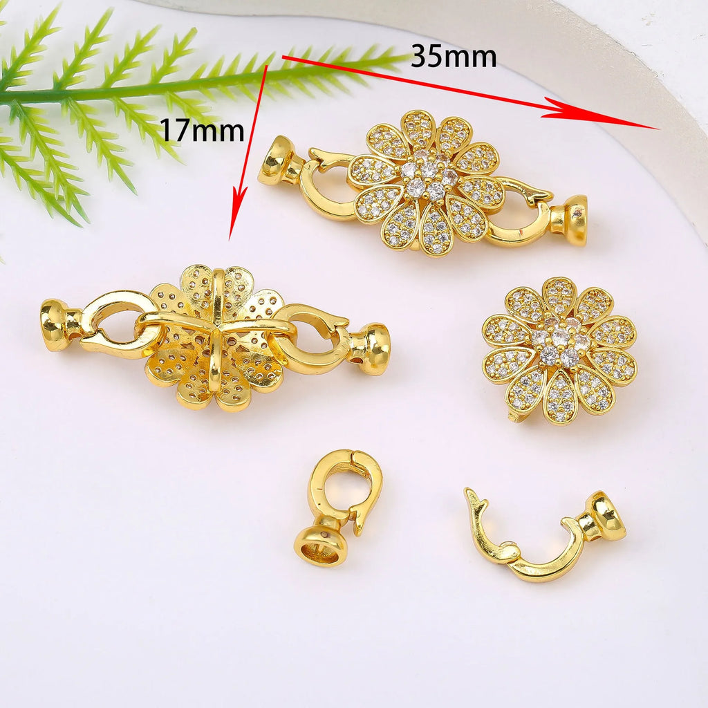 Small 18K gold colour metal clasp for pearl necklaces and jewellery making