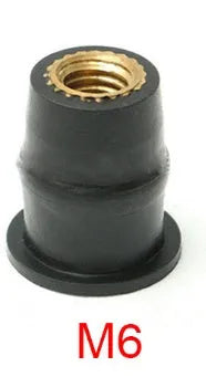 Black rubber brass nut expansion fasteners for motorcycle windshield installation in M4 M5 M6 sizes