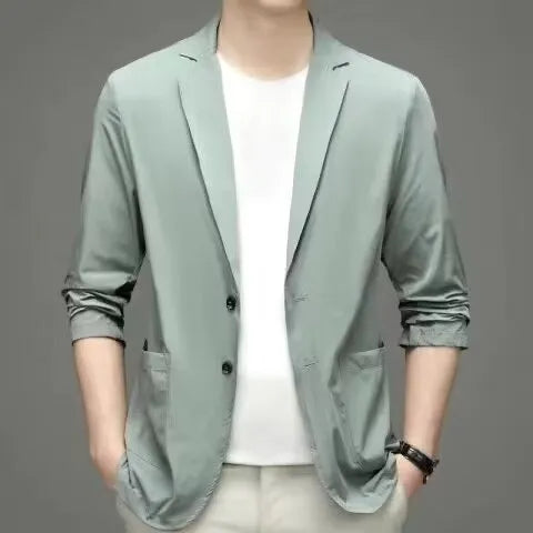 Men's single-breasted corduroy blazer in khaki, grey, white, black, blue, green, or brown, sizes M to 4XL.