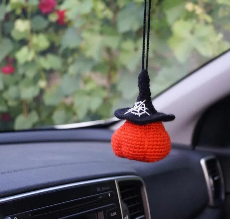 Plush hand-woven automobile hanging ornament with cartoon design for car interior decoration