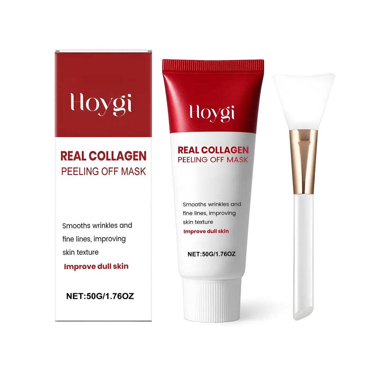 Collagen peeling off mask 50g sachet and application brush for facial skincare