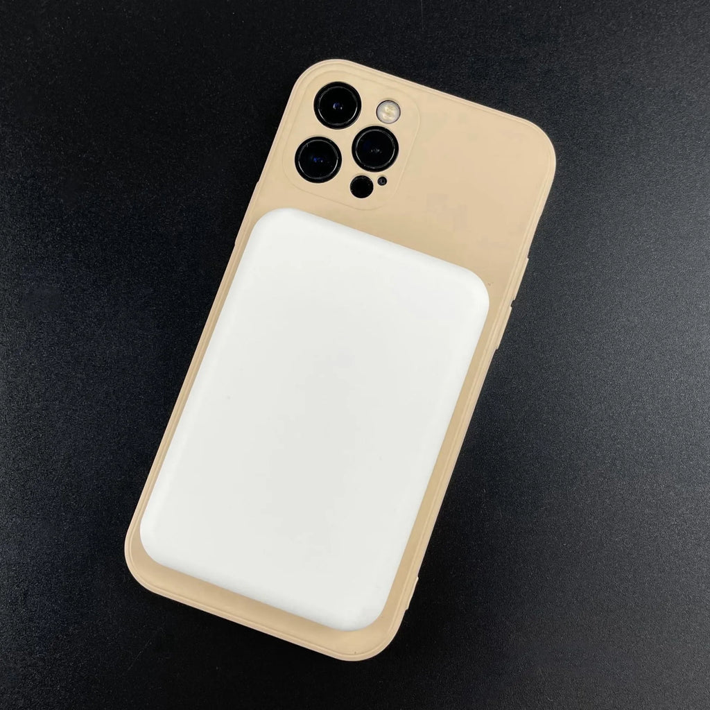 White magnetic wireless charger power bank with 5000mAh capacity and compact dimensions
