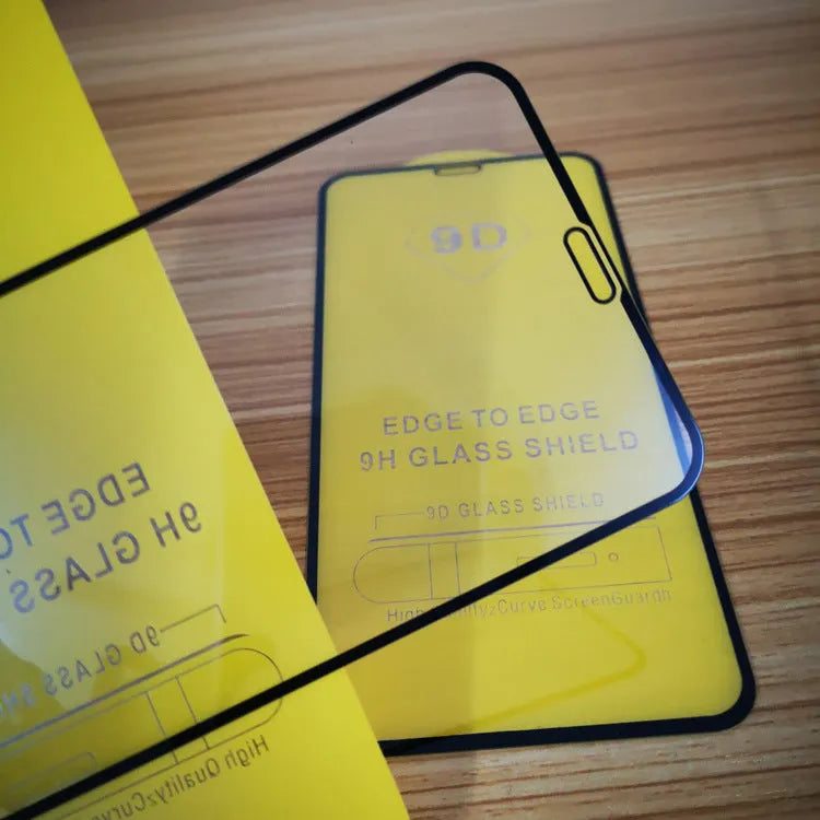 Black tempered glass screen protector for Xiaomi 10 Lite, 11 Lite, and 11T Pro phones on a white background.