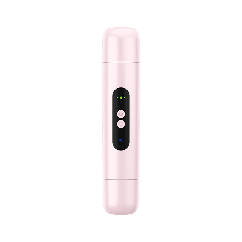 White or pink portable electric body hair trimmer with USB charging cable