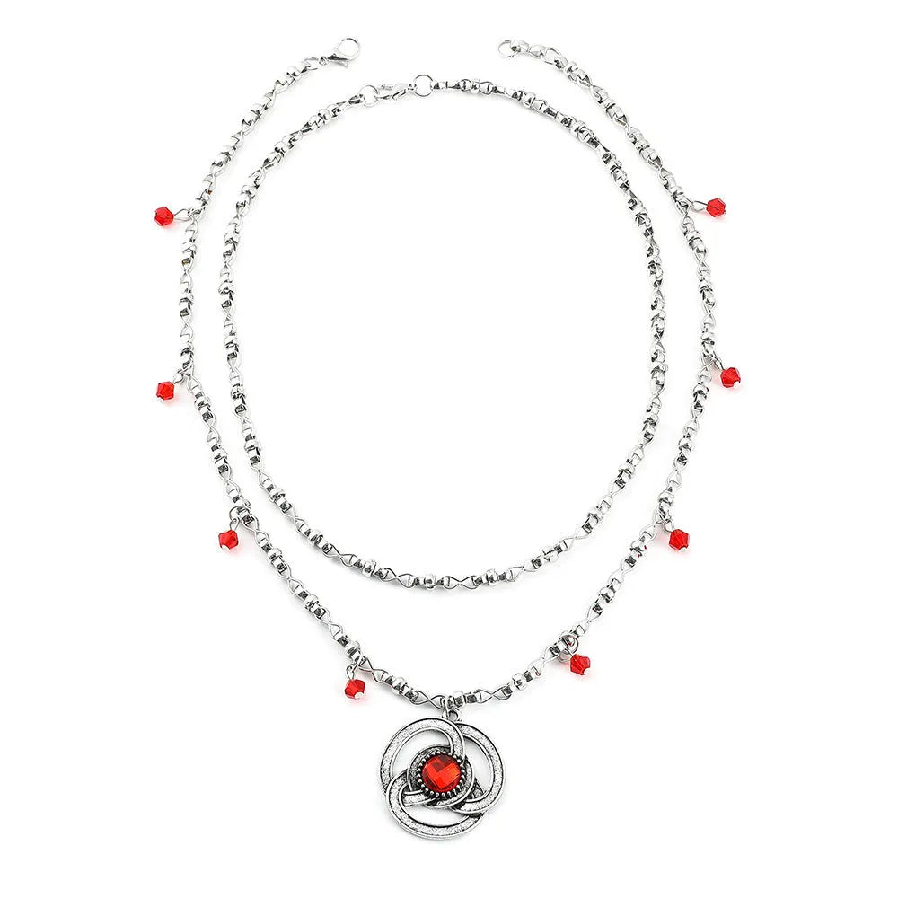 Silver alloy geometric necklace with electroplated finish and 41cm to 50cm circumference