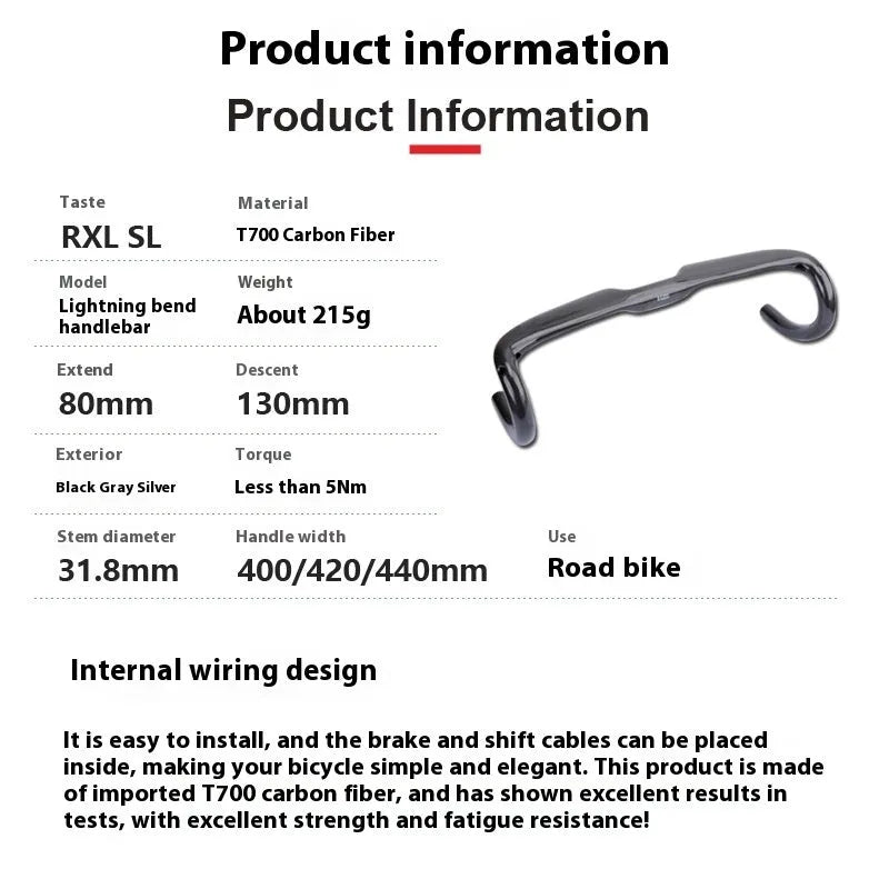 Carbon fiber road bicycle drop handlebar in UD Matte finish, showing 420mm width.