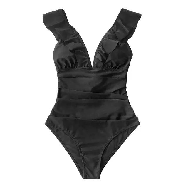 Women's bikini swimsuit with steel support, briefs style, black or wine red, sizes S-XXL