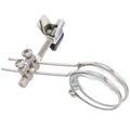 Metal frame auxiliary reading glasses with a double clip design for attaching over existing eyewear.