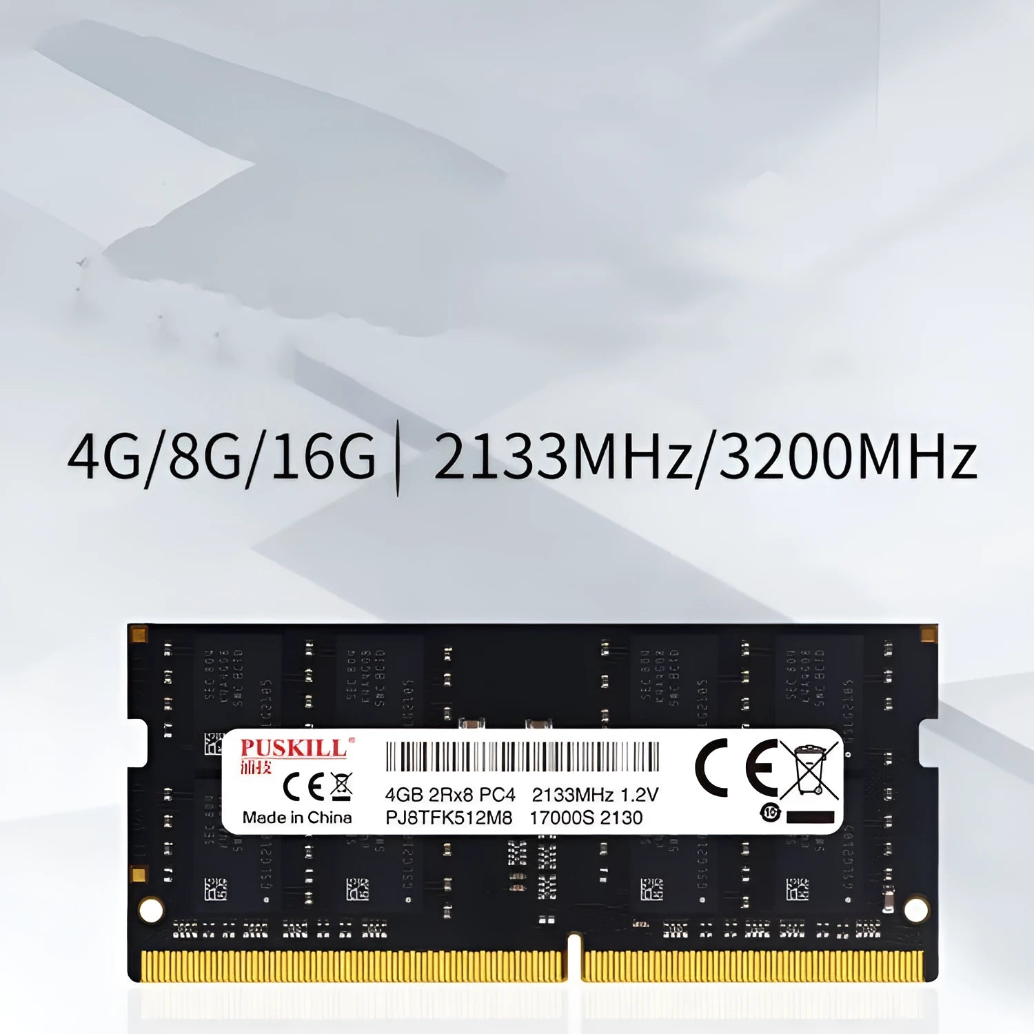 A single DDR4 SO-DIMM memory module for laptops, showing the 260-pin gold connector.