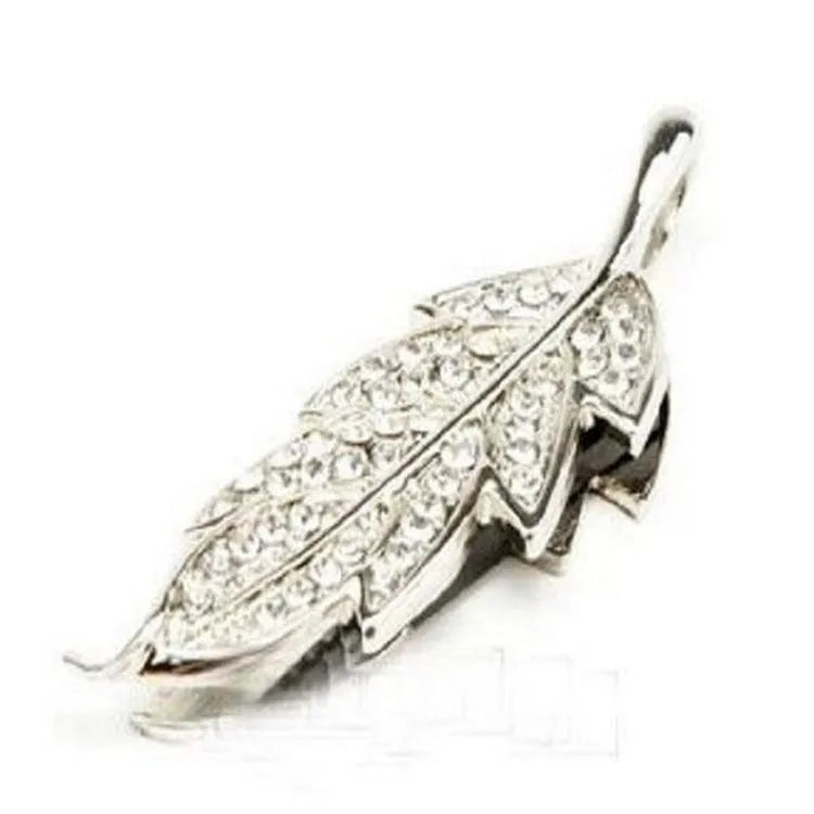 Silver maple leaf pendant USB flash drive with metal casing and crystal jewellery design