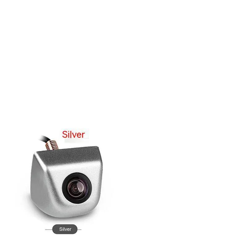 HD car reversing camera with metal housing showing integrated cable and screw mounting