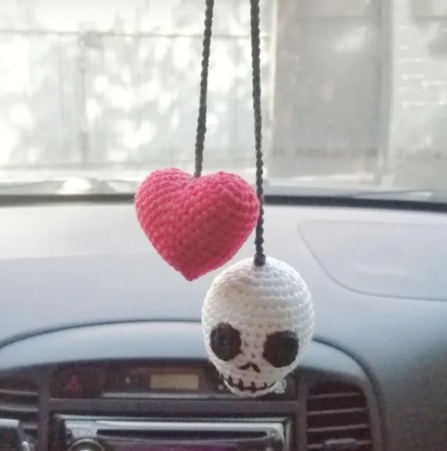 Plush hand-woven automobile hanging ornament with cartoon design for car interior decoration