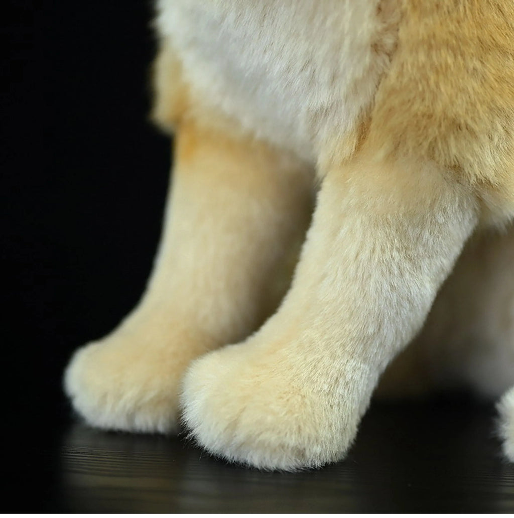 Yellow wide-eared fox plush toy standing 26cm tall on a surface