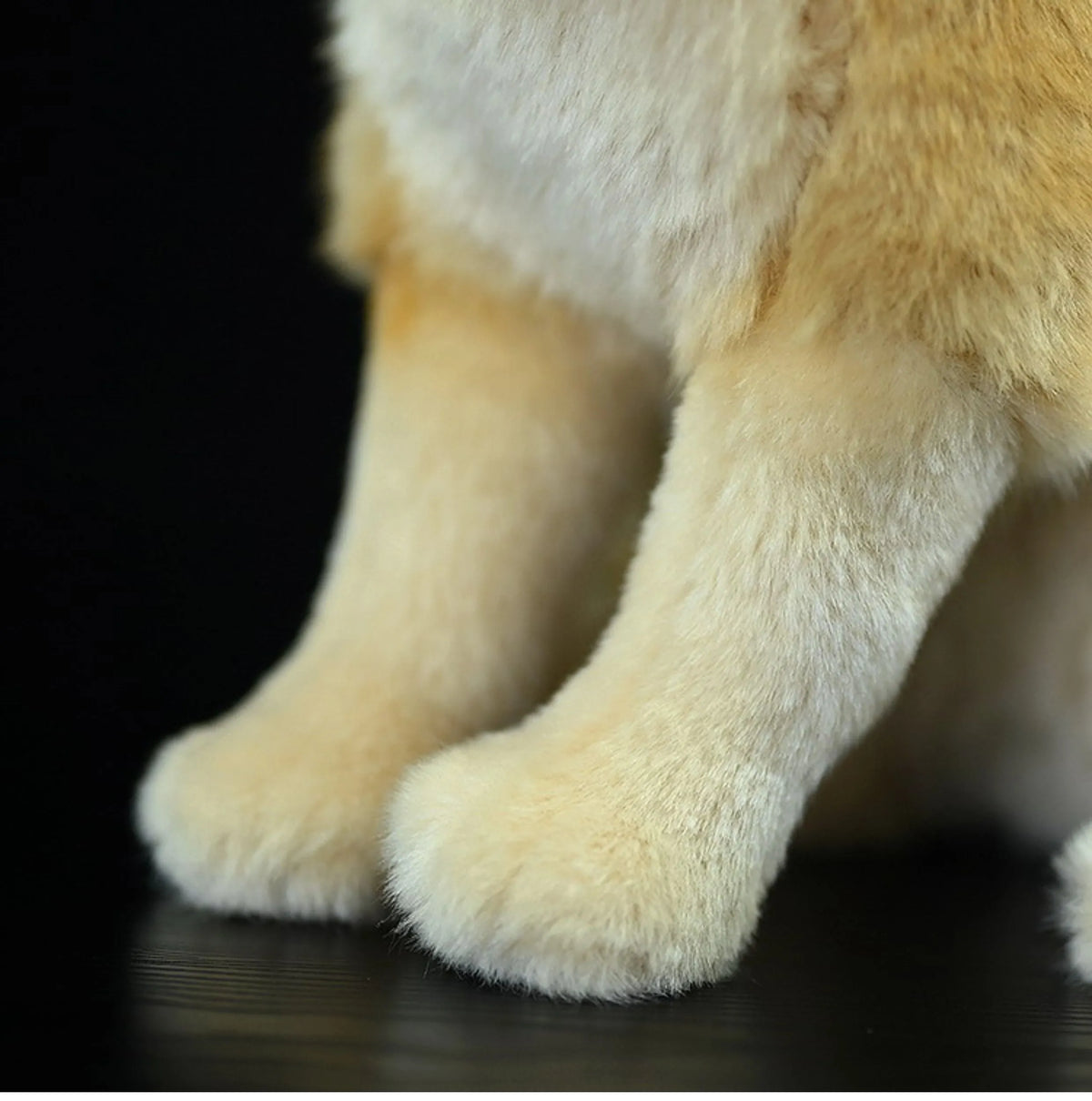 Yellow wide-eared fox plush toy standing 26cm tall on a surface