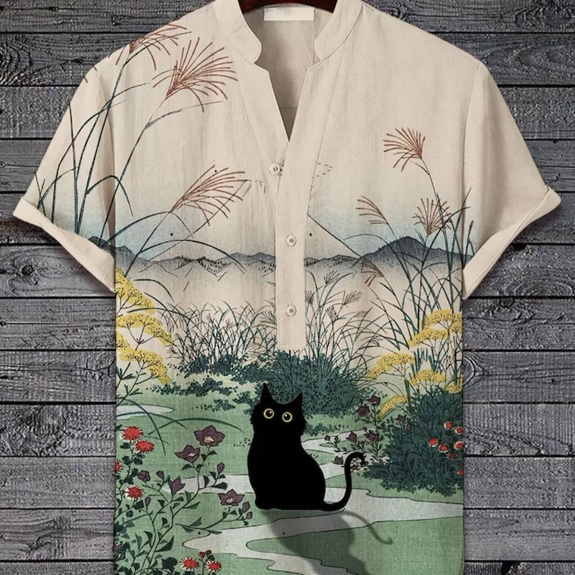 A short sleeve shirt with a 3D digital animal print, available in multiple colours and sizes up to 5XL.