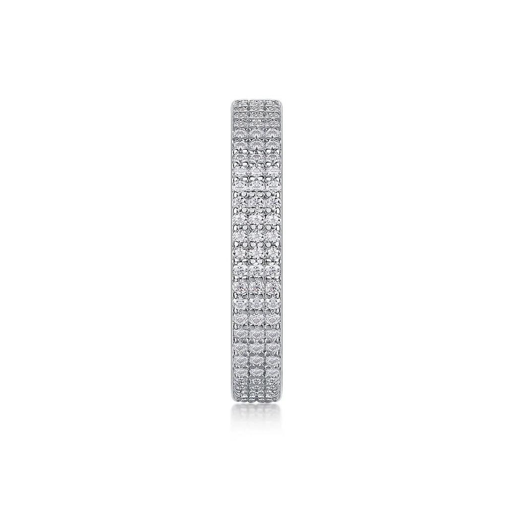Moissanite wedding ring set with S925 silver platinum plated band and small stone