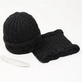 Men's winter windproof hemp knitted hat with thick knit and flexible fit on model