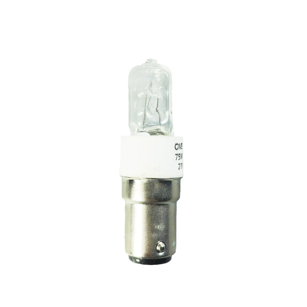 75W BA15D halogen oven bulb, 220V, 60mm length, 500°C heat resistant replacement lamp