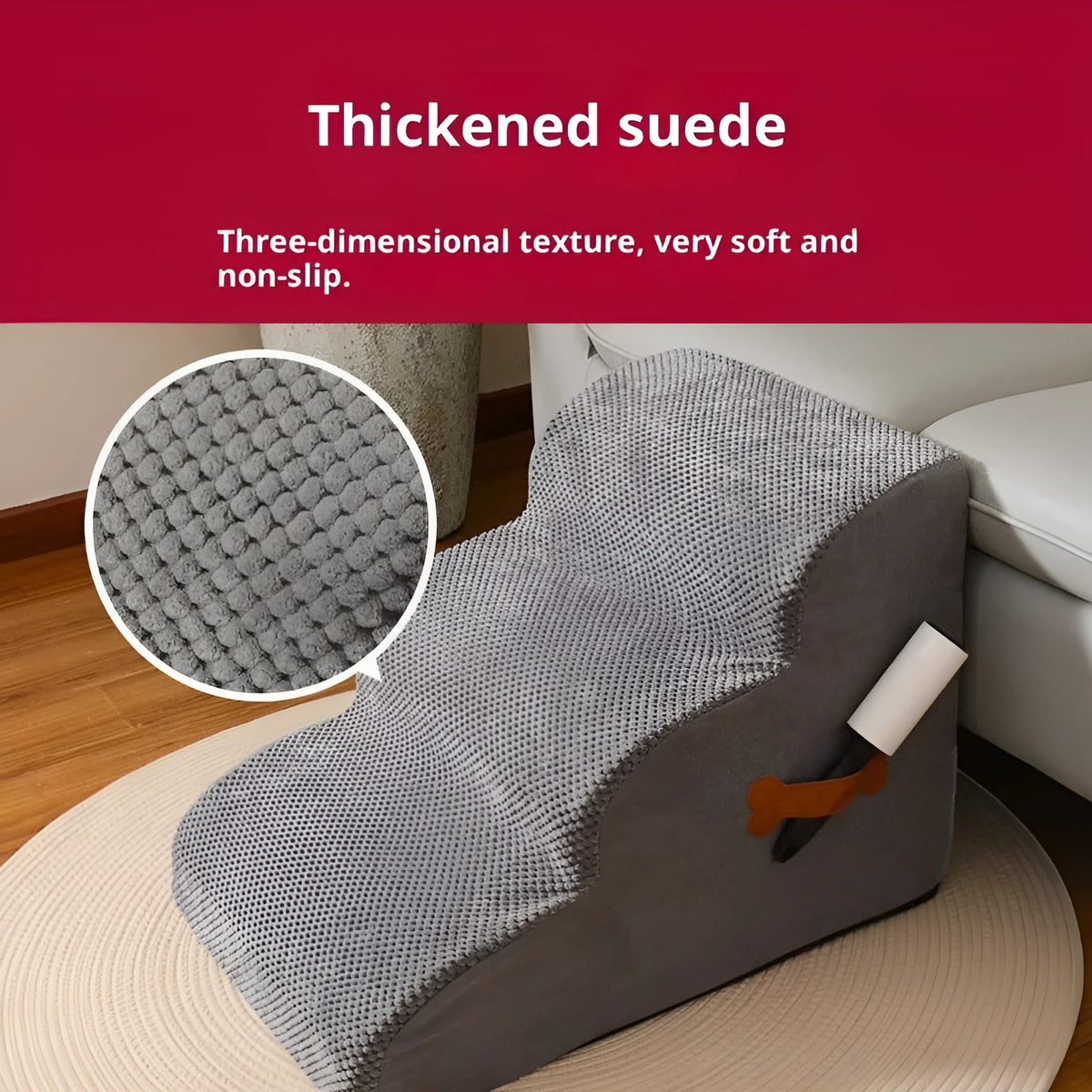 Gray corn suede sponge pet stairs with removable washable cover, two-level 40x31 cm or three-level 40x55x35 cm