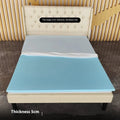 Thin gel memory foam tatami mattress on a floor, showing its slim profile and regenerated cellulose fabric cover.