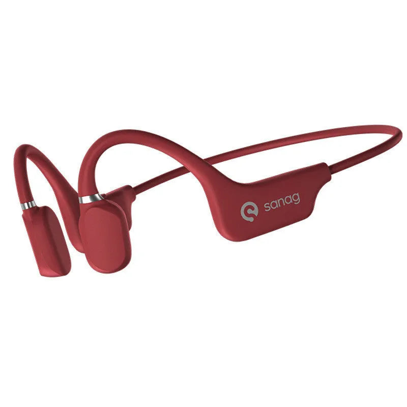 Bone conduction Bluetooth sports headset in hanging neck wireless design on a person running