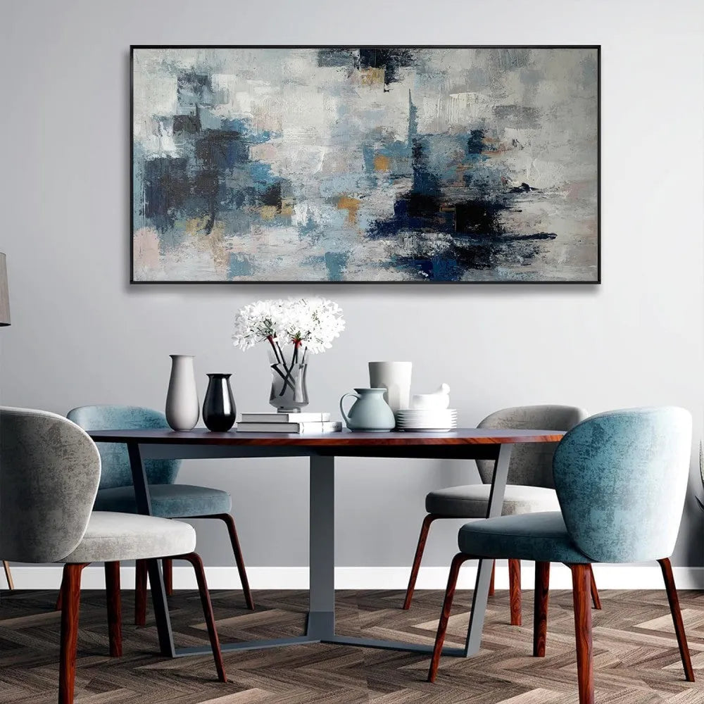 Handmade abstract oil painting on canvas, unframed horizontal one-panel Nordic-style wall art for home rooms