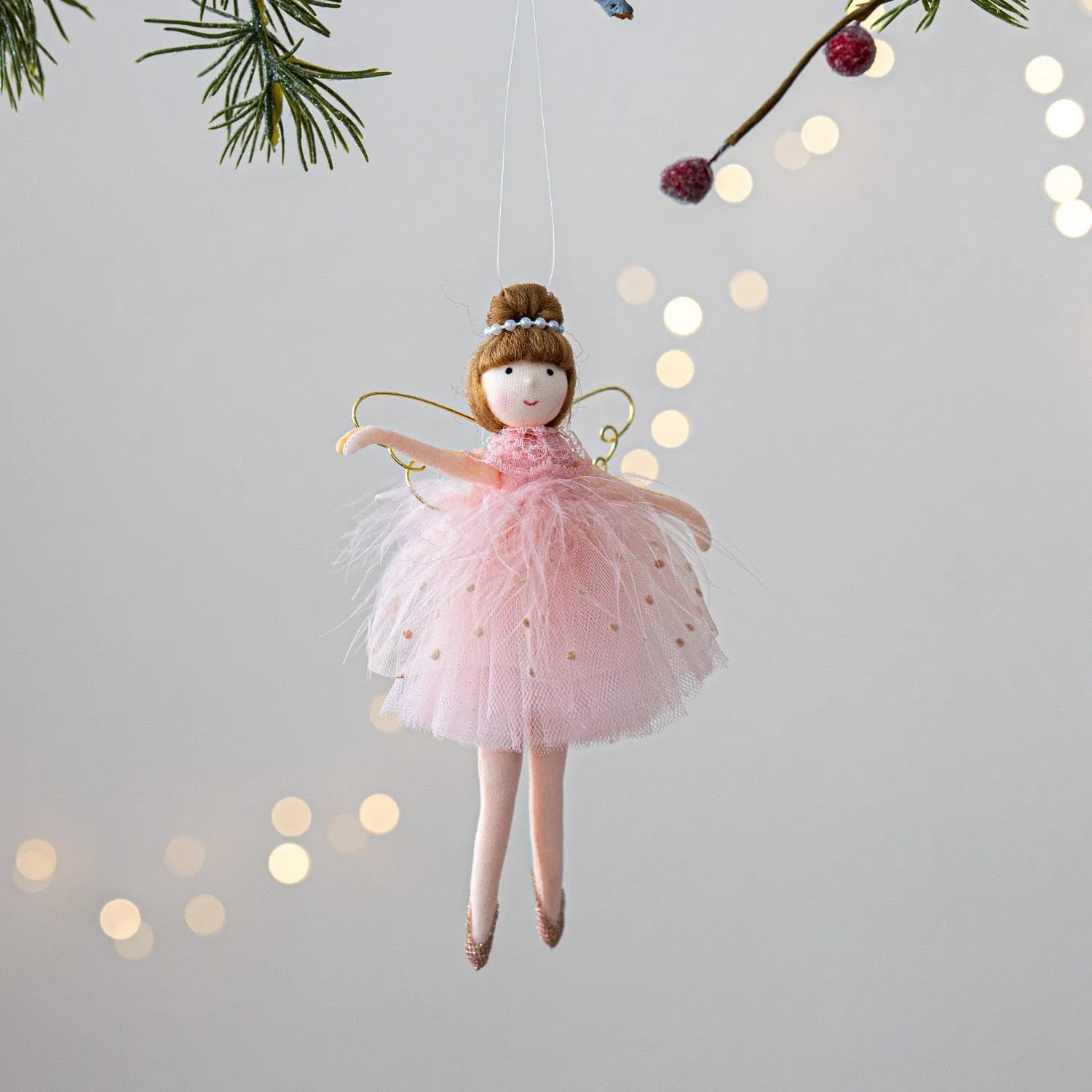 Pink and white cloth ballet girl angel plush doll pendant with modern design