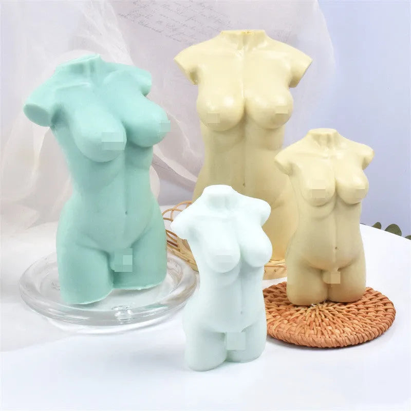 Geometric silicone body candle mould showing 10cm and 14cm height sections for wax and soap crafting