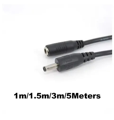 Black 22AWG DC power cord with copper core male to female plug