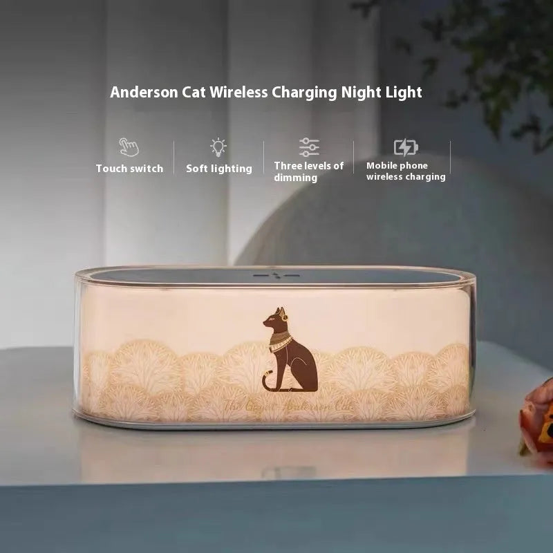 Wireless charging bedside night lamp with touch switch, 220V, modern simplicity style, single night lamp