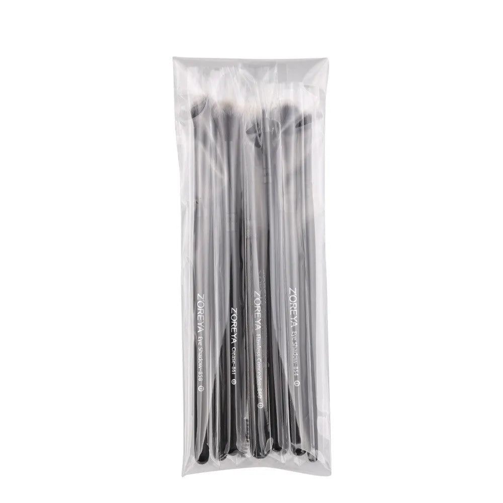 ZOREYA15 black synthetic hair makeup brush set laid out on a flat surface