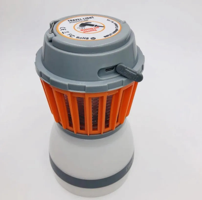 Solar mosquito lamp and camping light, IPX6 waterproof, ABS body, 2200mAh battery, two sizes