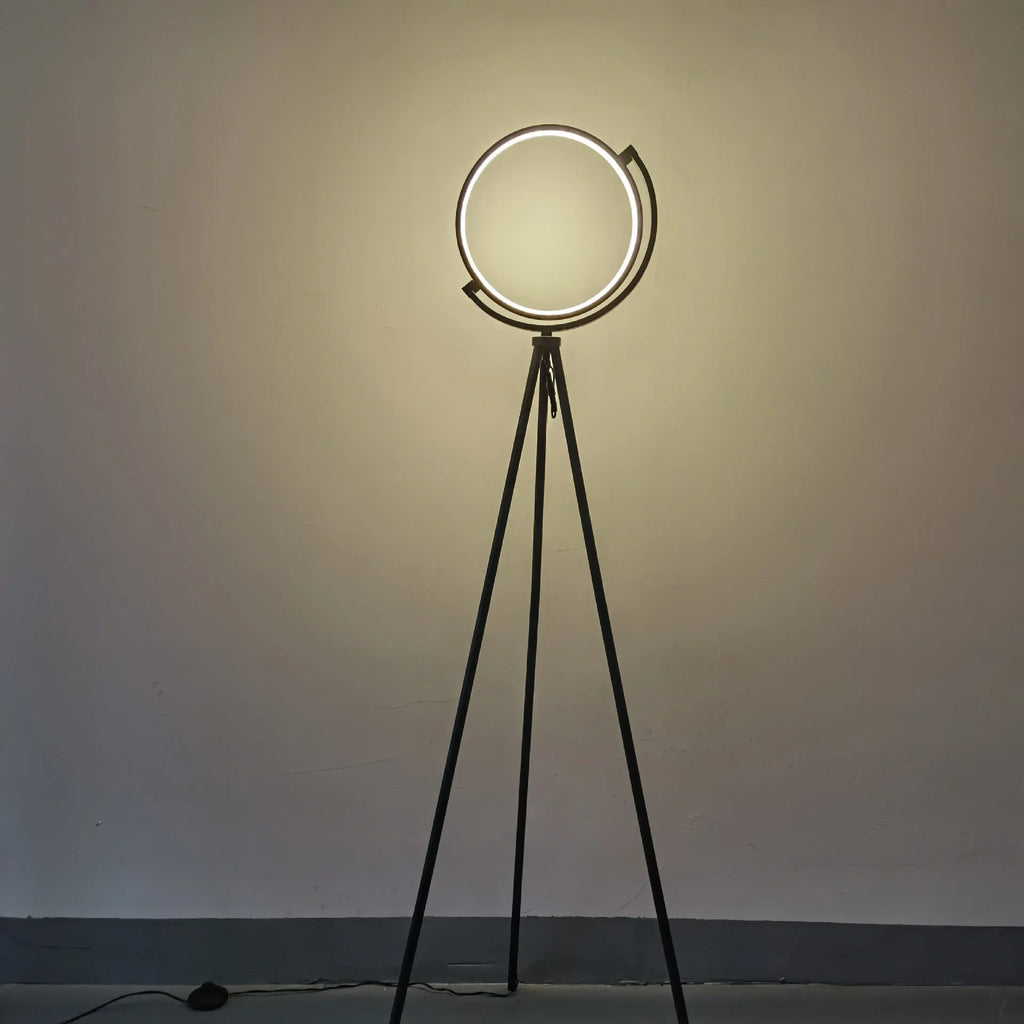 1520mm black LED floor lamp with aluminium body, PVC shade, warm light, and pull wire switch