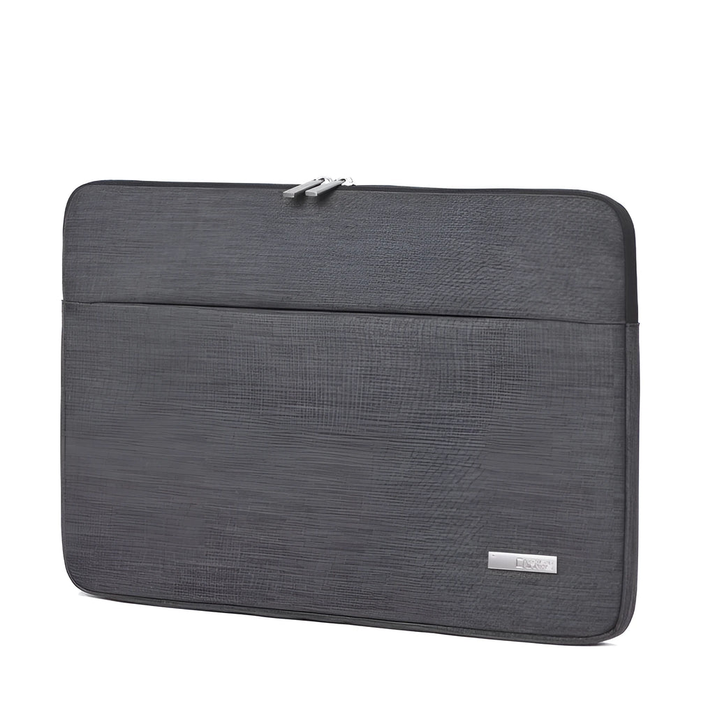 Slim water-repellent polyester laptop sleeve in light grey or dark grey, fits 13, 14 and 15 inch laptops