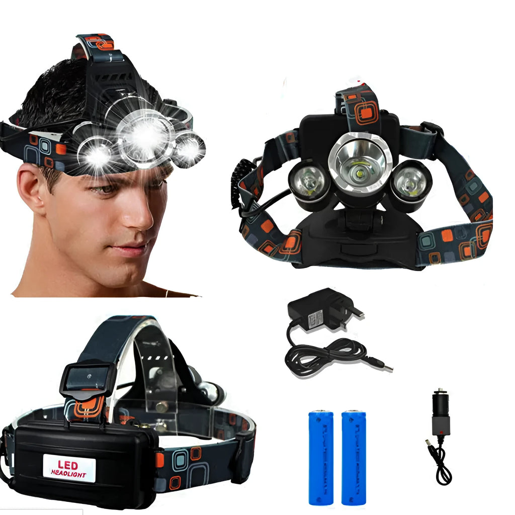 20W LED outdoor charging induction headlamp with T6 light, aluminium alloy housing, and 18650 batteries