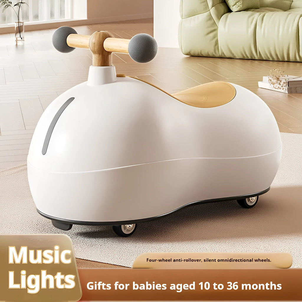 Baby sliding universal wheel balance walking aid walker car in milky white for toddlers 1-3 years