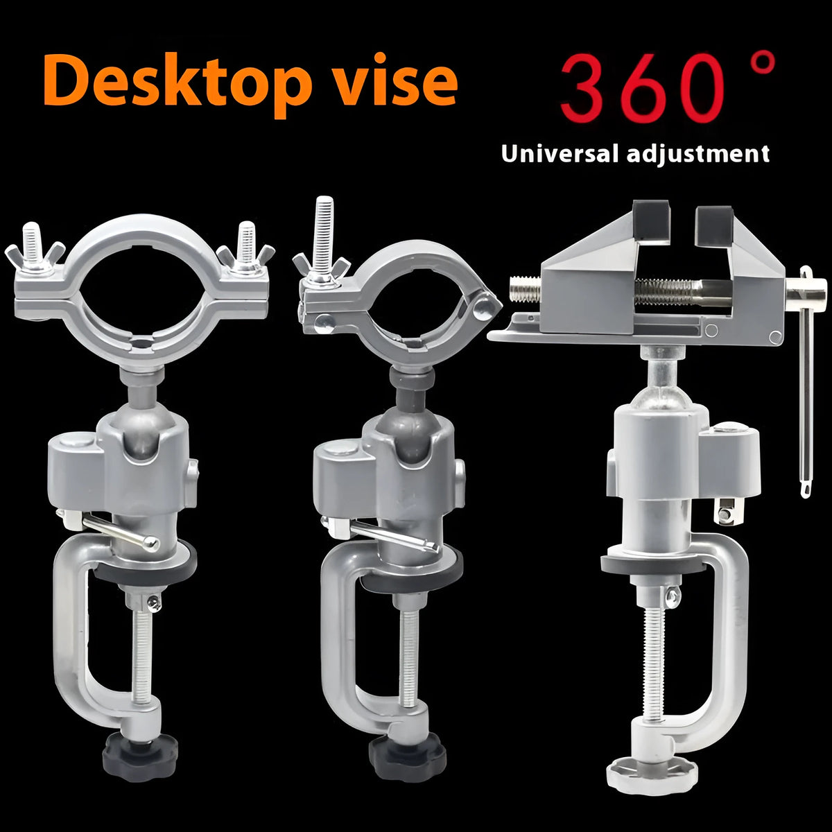 360 rotating bracket type clamp-on bench vise with tungsten steel construction