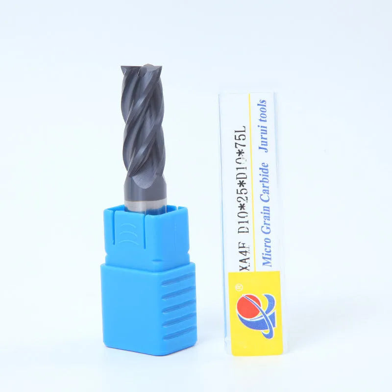 Hard alloy spiral milling cutter with straight shank and 4-slot design