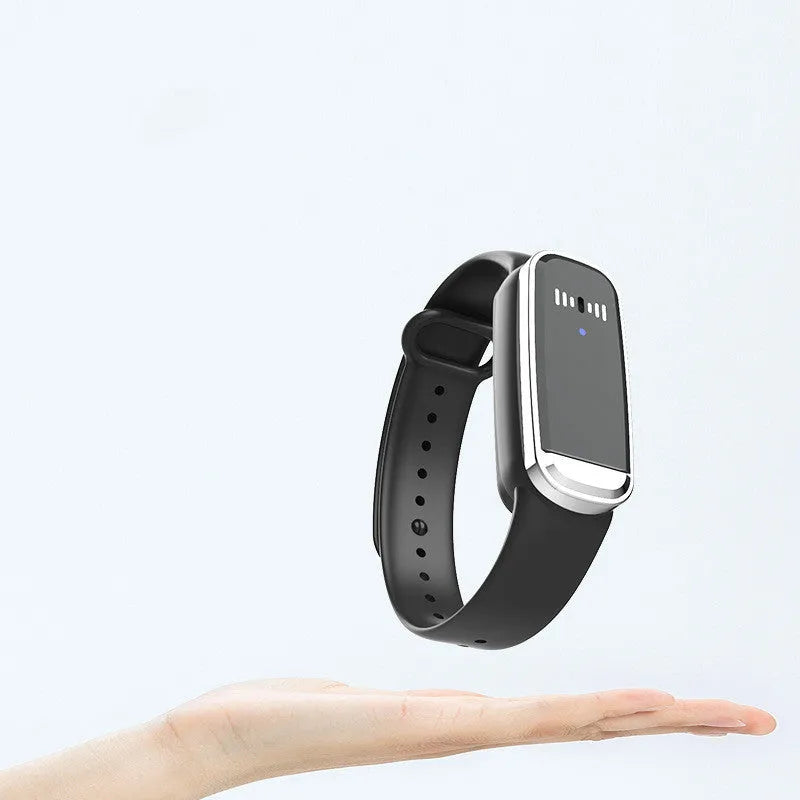 Black and white ultrasonic mosquito repellent bracelet with USB charging cable for pregnancy and baby protection