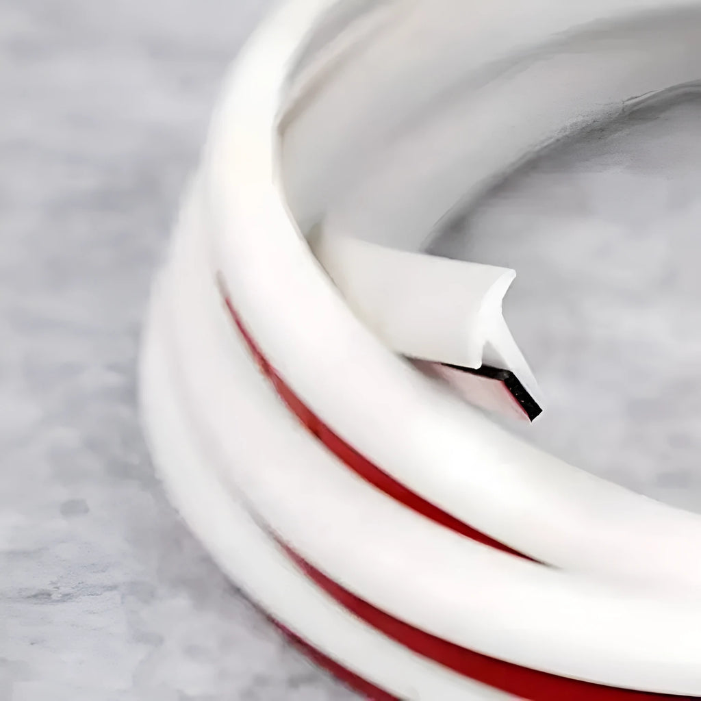 TPE car seal strip in black and white colours showing flexible rubber construction for gap filling applications