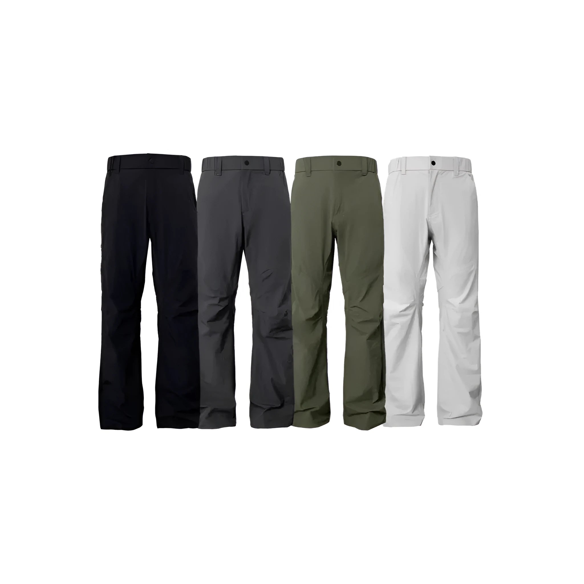 3D cut straight leg casual trousers with elastic waistband in dark grey colour
