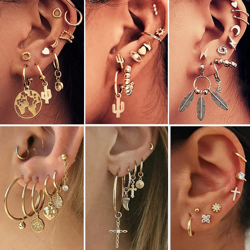 Round metal earrings with electroplated finish, unisex style, available in 14 variant codes IPA0224 to IPA0237