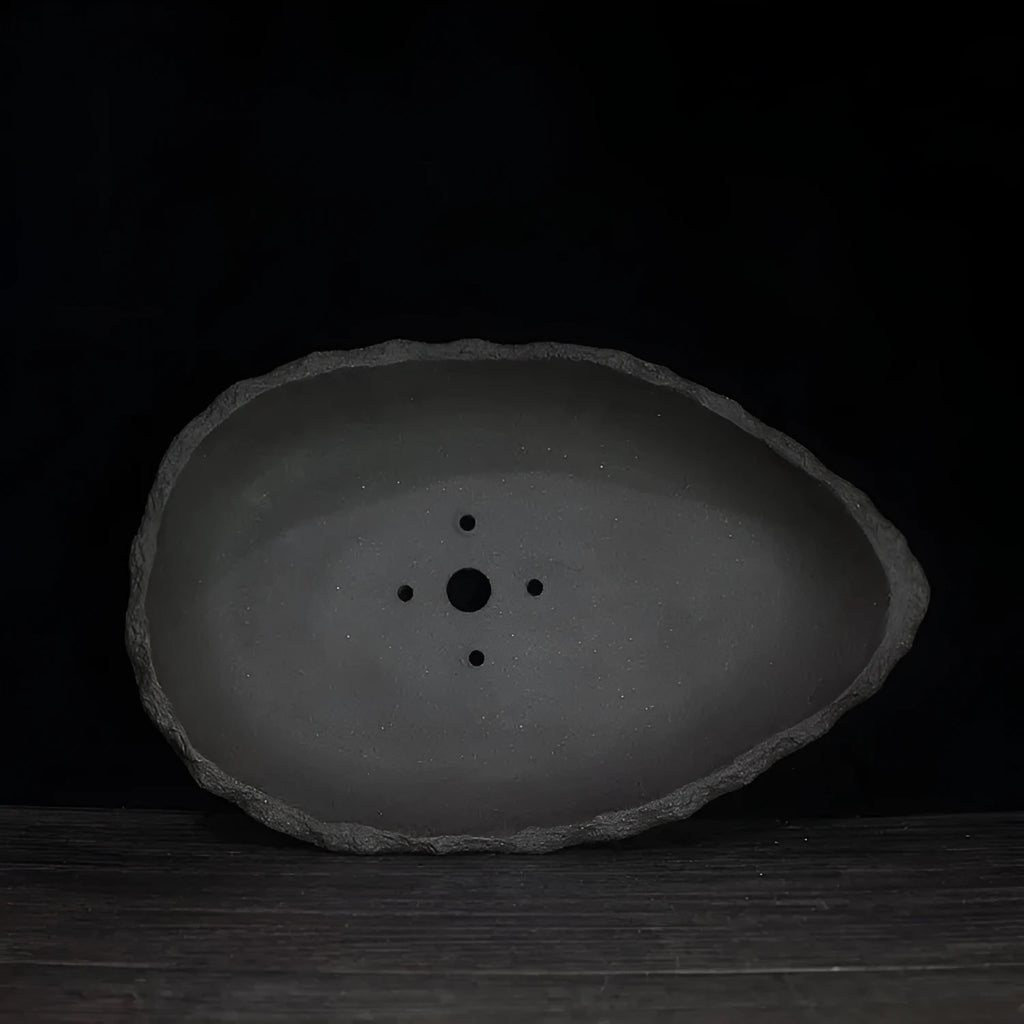 Handmade purple clay flower pot floor-standing planter with drainage holes