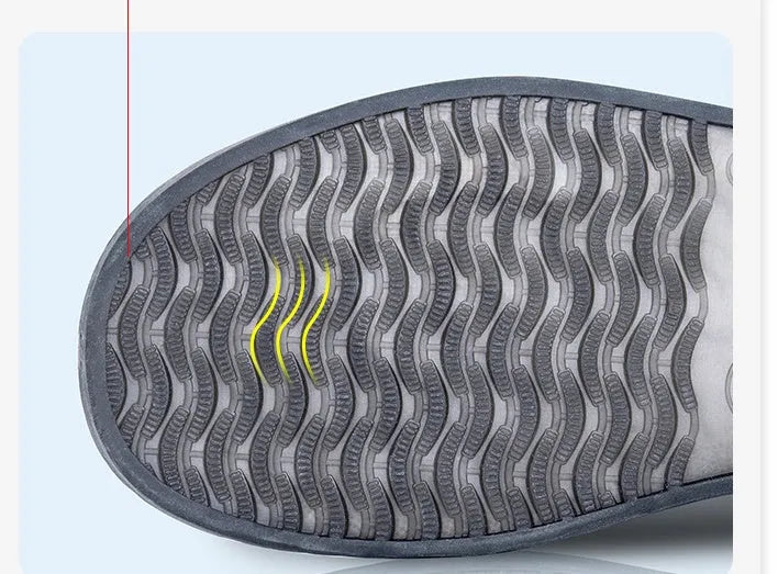 White high-top PVC reusable shoe covers for women with anti-skid sole.