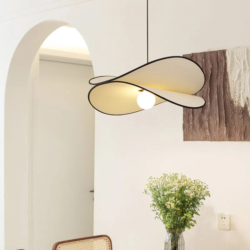 French artistic pendant light with 40cm fabric potato chips chandelier shade for bedroom lighting