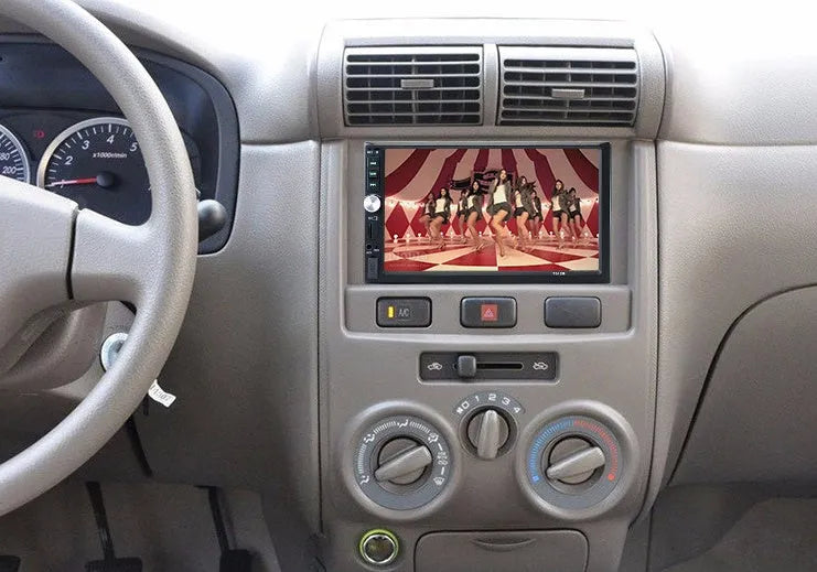 7 inch black car reversing display with LCD touch screen, Bluetooth, Mirror Link, and video input