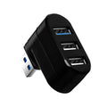 Black or white USB 3.0 rotary hub with four ports measuring 15.5cm